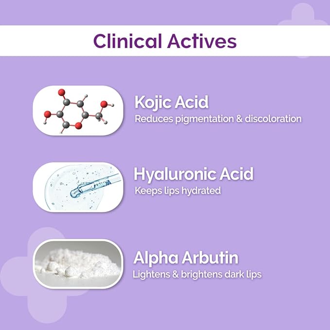 The Derma Co 1% Kojic Acid Lip Balm I With Alpha Arbutin & Hyaluronic Acid I SPF 30 PA++ I Gives Moisturized Lips | Tint free | Travel Friendly | For Dark & Pigmented Lips -4g