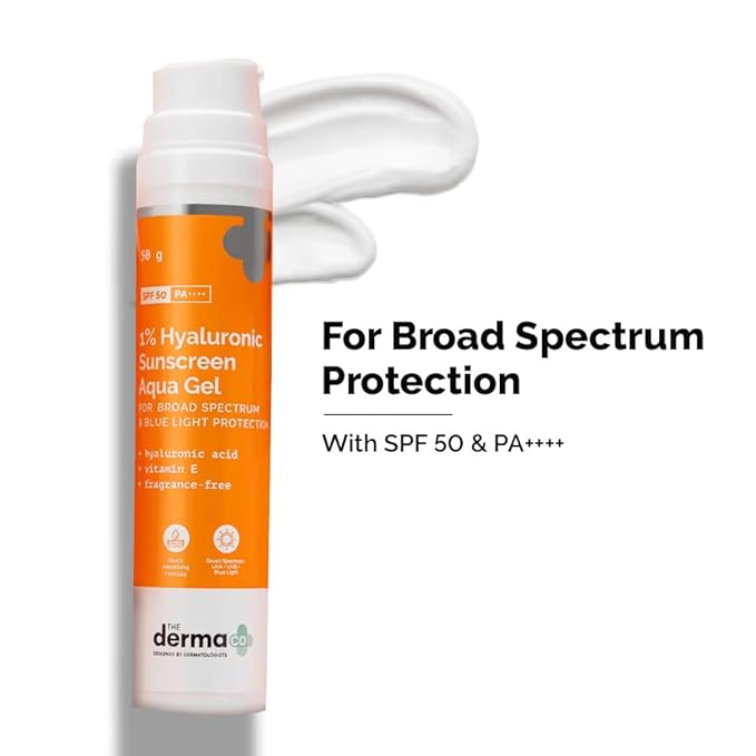 The Derma Co Glow & Protect Combo - 10% Vitamin C Face Serum (30 ml) + 1% Hyaluronic Sunscreen Aqua Gel (50 g) - Combo