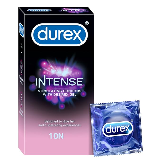 Durex Intense Condoms for her - 10 Count | Dotted and Ribbed condom with Desirex gel