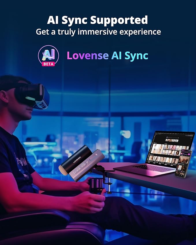 Lovense Solace Pro App Remote Control Thrusting Blowjob Machine with Immersive AI/VR Experience Adjustable Male Stroker